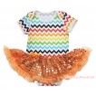 Rainbow Chevron Baby Bodysuit Bling Orange Sequins Pettiskirt JS4603